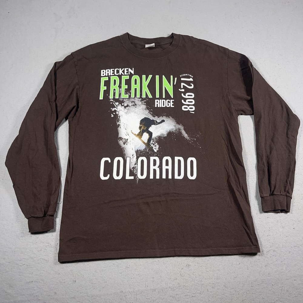 VTG Breckenridge Freakin Ridge Shirt Mens XL Colorado Snowboard‎ Long Sleeve Y2K